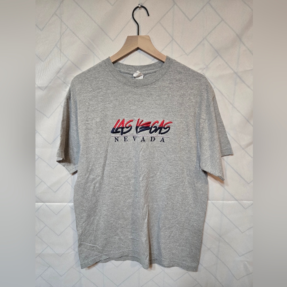Las Vegas Gray & Black Embroidered Alstyle Apparel & Activewear T Shirt